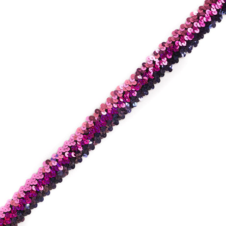 Pink and Purple Stretch Sequin Trim - 1"