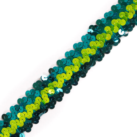Teal/Green Stretch Sequin Trim - 1"