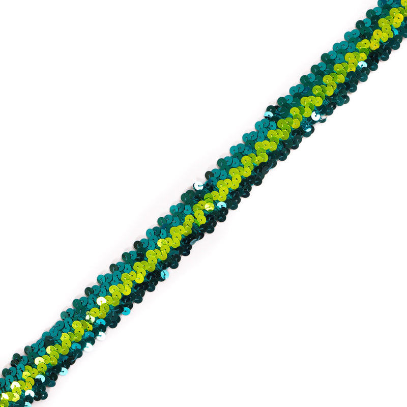 Teal/Green Stretch Sequin Trim - 1"