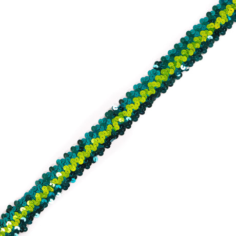 Teal/Green Stretch Sequin Trim - 1"