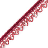 Italian Pink Velvet and Lace Trimming - 0.5"
