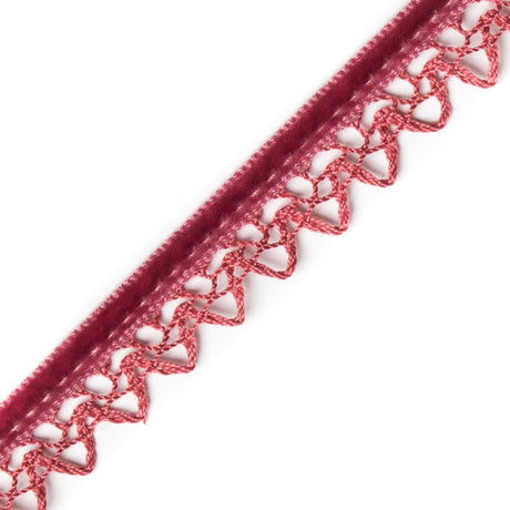 Italian Pink Velvet and Lace Trimming - 0.5"