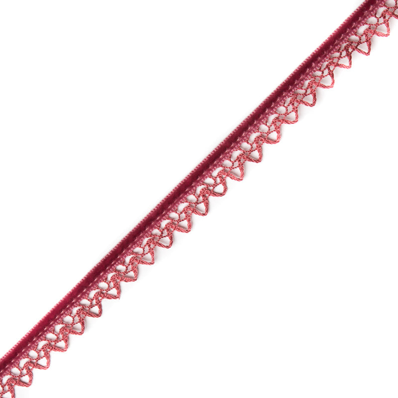 Italian Pink Velvet and Lace Trimming - 0.5"