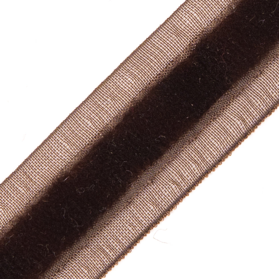 Brown Velvet and Sheer Ribbon - 0.625"