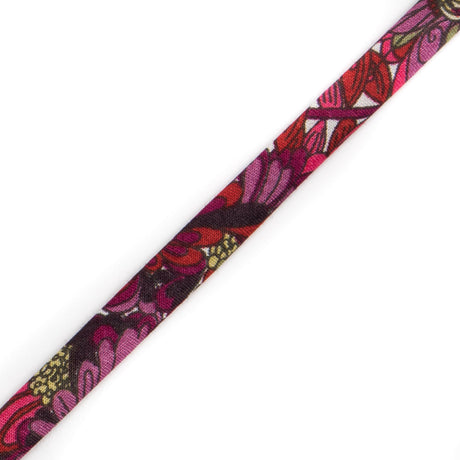 Italian Red and Purple Floral Cotton Tubing - 0.25"
