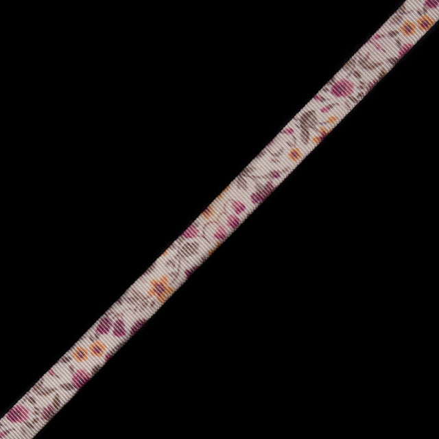 Pink Floral Printed Grosgrain Ribbon - 0.375"