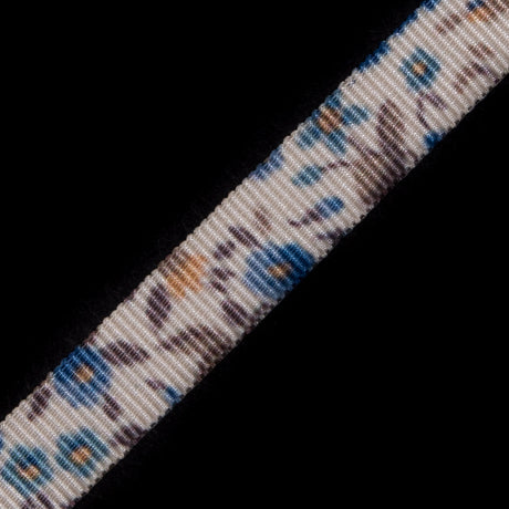 Blue Floral Printed Grosgrain Ribbon - 0.375"