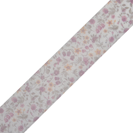 Pink Floral Printed Sheer Ribbon - 1.5"