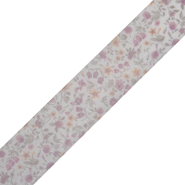 Pink Floral Printed Sheer Ribbon - 1.5"