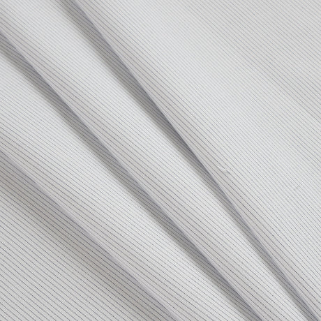 White and Navy Pinstripes Cotton Shirting