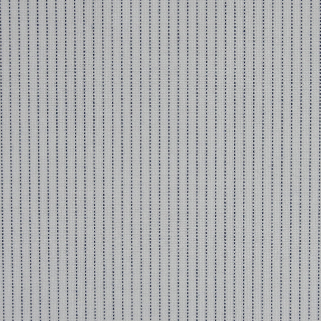White and Navy Pinstripes Cotton Shirting