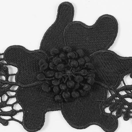 Black 3D Floral Lace Trim - 3.5"