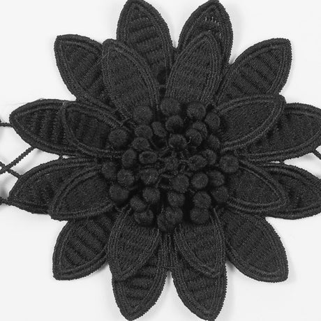 Black 3D Floral Lace Trim - 3.75"