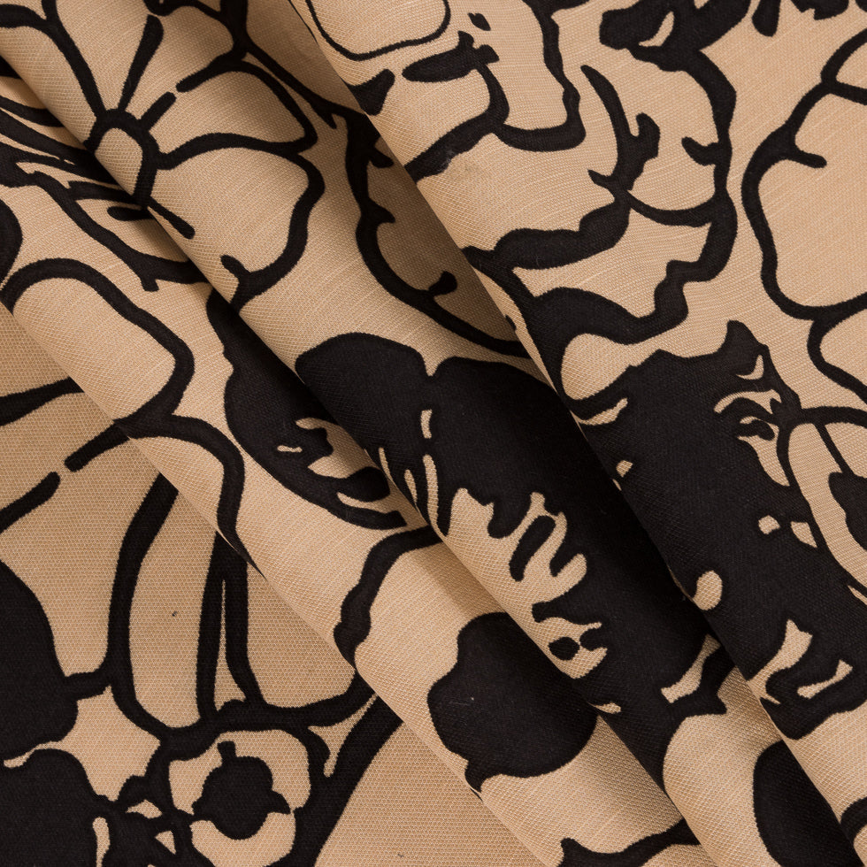 Marzipan/Black Floral Printed Woven