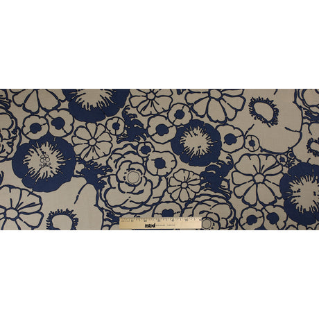 Creme Brulee/Muted Navy Floral Printed Woven