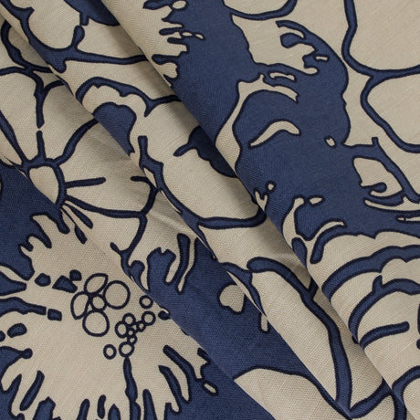 Creme Brulee/Muted Navy Floral Printed Woven