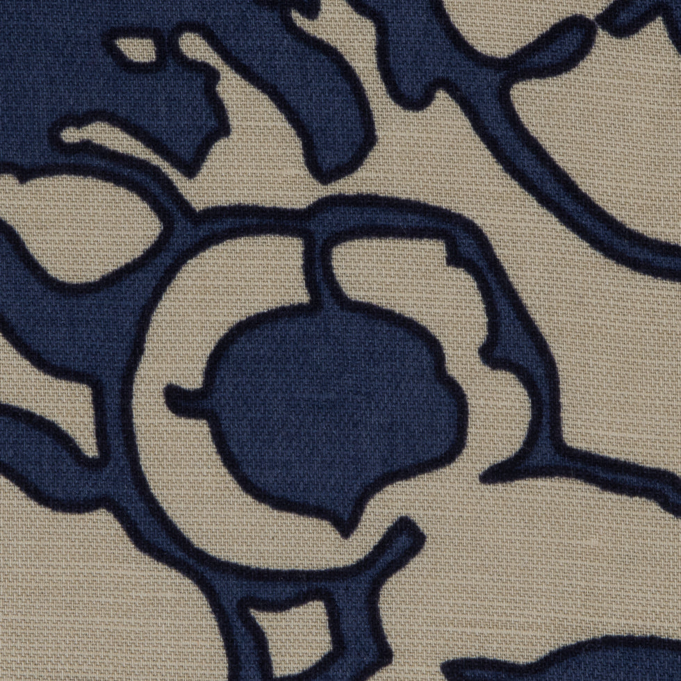 Creme Brulee/Muted Navy Floral Printed Woven