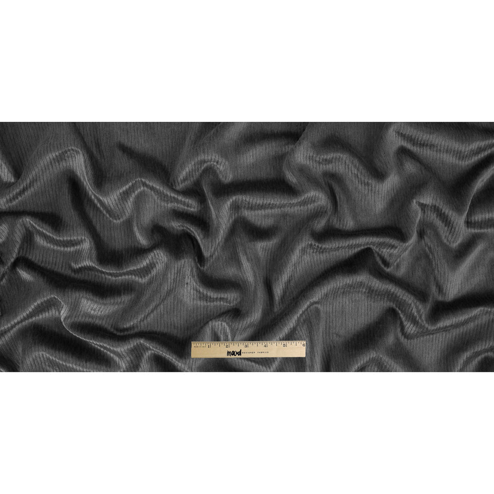 Gunmetal Striped Rayon Velvet