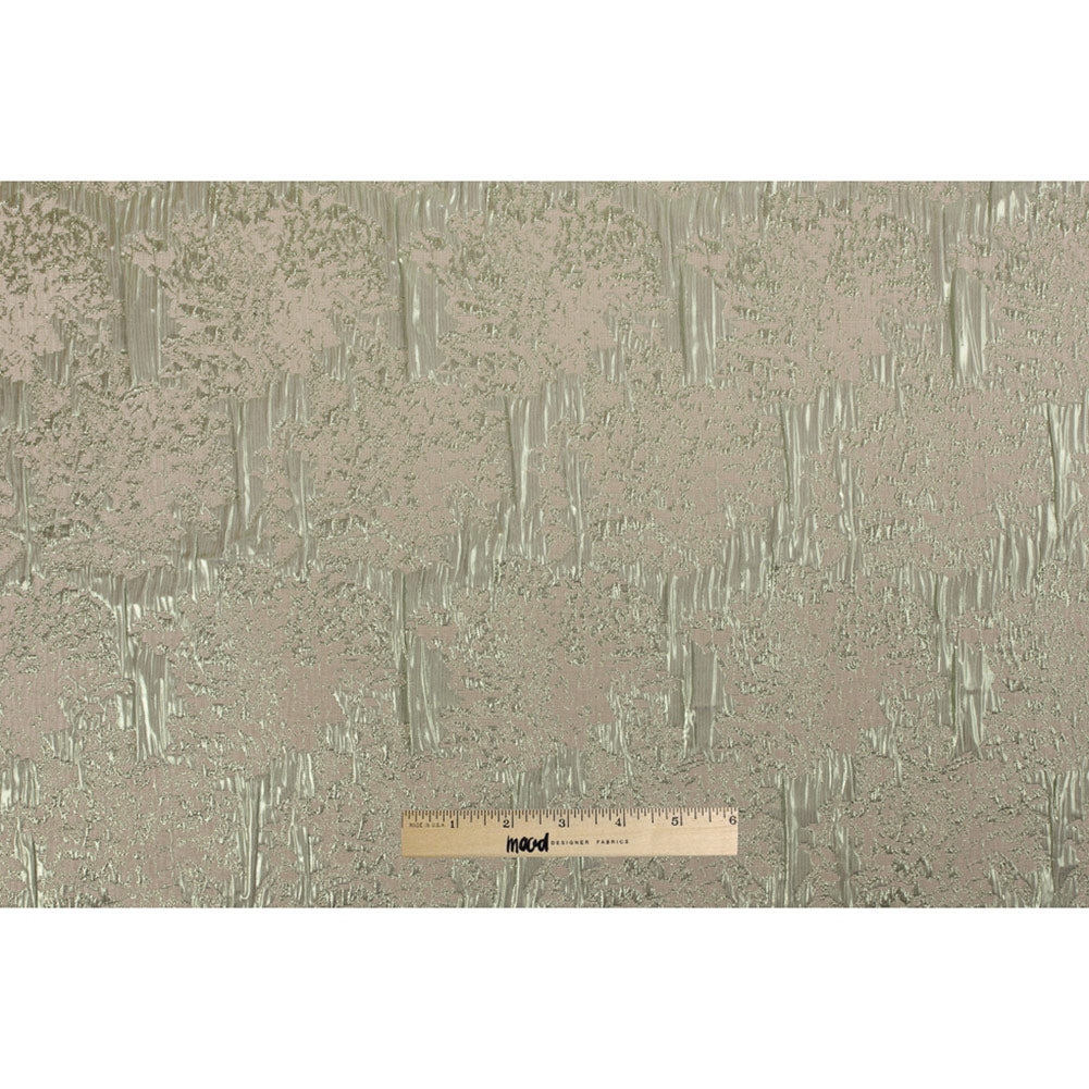 Metallic Green/Ivory Abstract Brocade