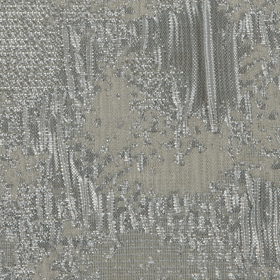 Metallic Silver/Ivory Abstract Brocade