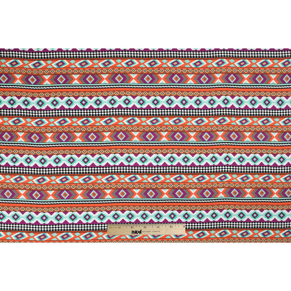 Purple/Orange/Blue Navajo Tribal Printed Rayon Woven