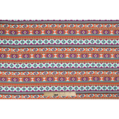 Purple/Orange/Blue Navajo Tribal Printed Rayon Woven