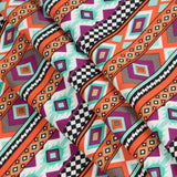 Purple/Orange/Blue Navajo Tribal Printed Rayon Woven