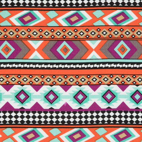 Purple/Orange/Blue Navajo Tribal Printed Rayon Woven