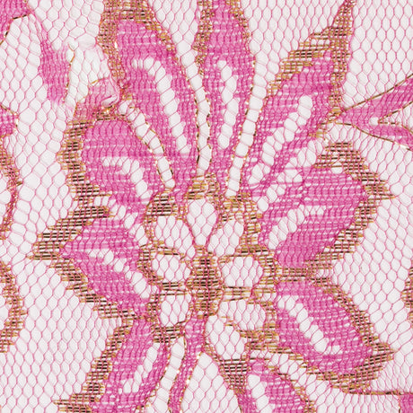 MetallicGold/Pink Fine Floral Lace w/ Scalloped Edges