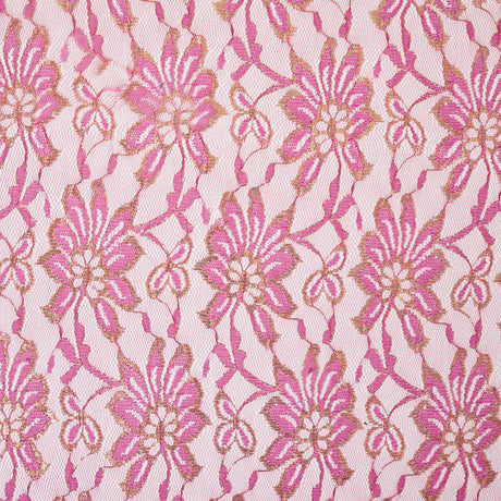MetallicGold/Pink Fine Floral Lace w/ Scalloped Edges