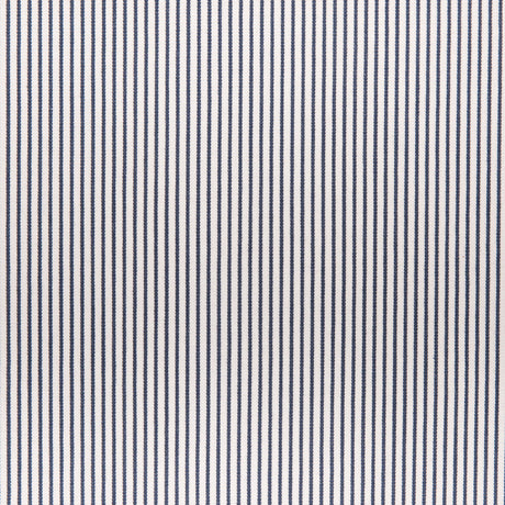 White/Navy Chalk Striped Stretch Cotton Woven