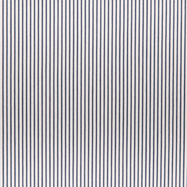 White/Navy Chalk Striped Stretch Cotton Woven