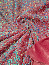 All-Over 5Mm Shiny Sequins Stretch Velvet Fabric - Sequins On Velvet, 54" Width (1 Yard)