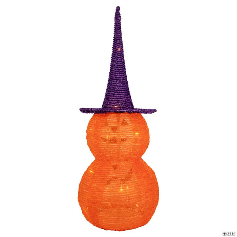 30" Pop Up Lighted Tinsel Stacked Jack-O-Lanterns Halloween Decoration