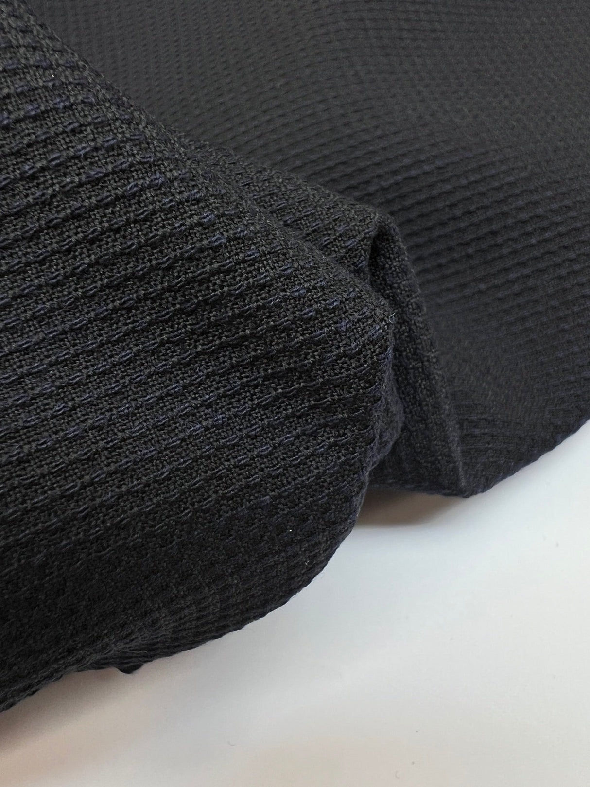 Wool Cotton Fabric Black Blue