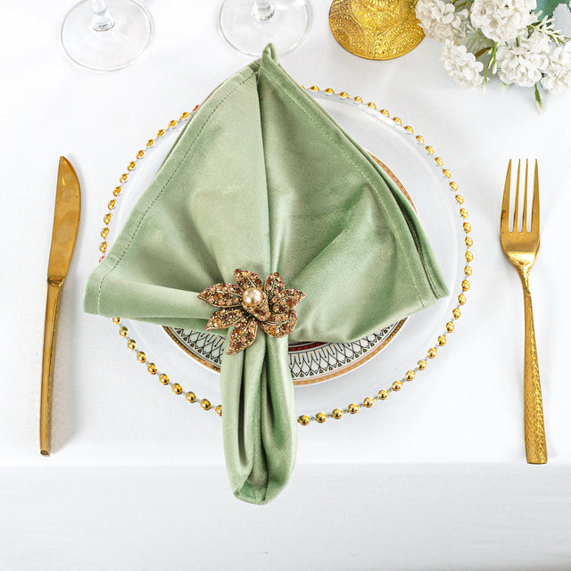 Velvet Cloth Dinner Napkins 20x20 Sage Green
