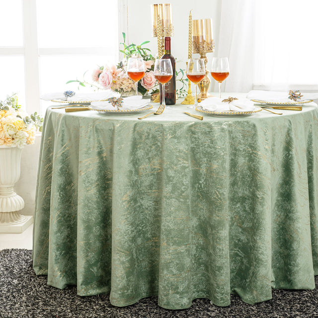 Round Holland Velvet Tablecloth 132" Sage Green