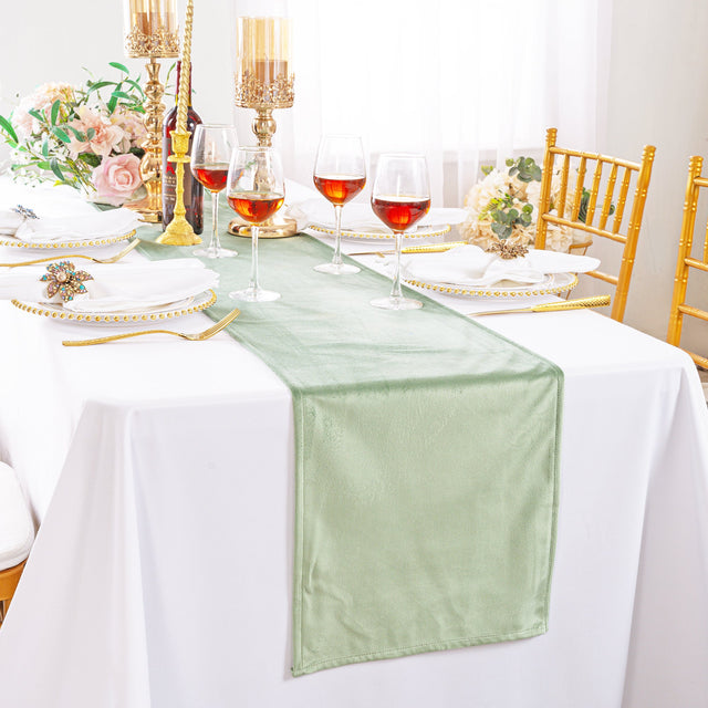 Velvet Table Runner 13x108 Sage Green