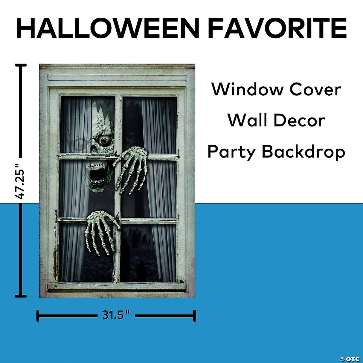 Halloween Skull & Hands Scary Window Frame Hanging Decoration 31 1/2" x 47 1/4"