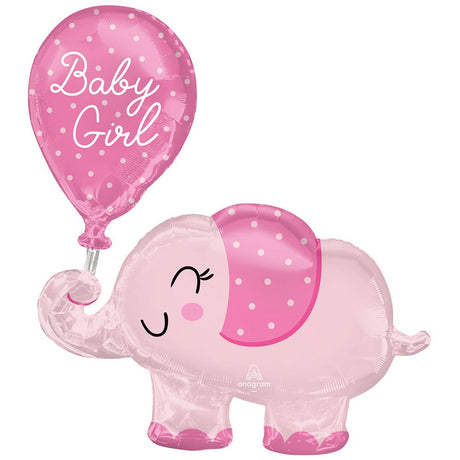 Baby Girl Elephant Foil Balloon