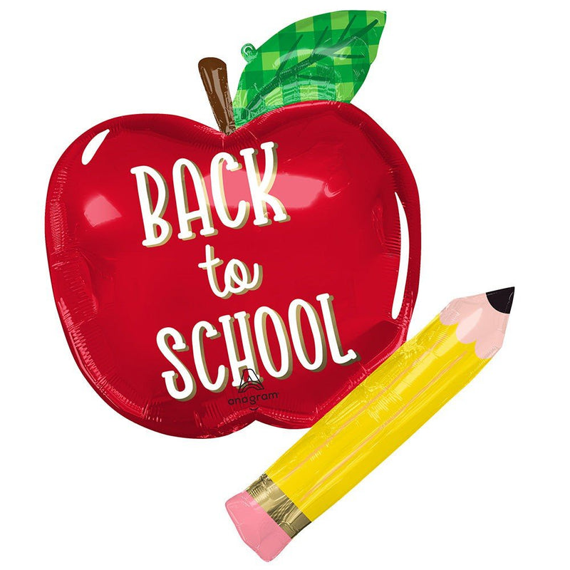 Foil Balloon Back to School Apple & Pencil