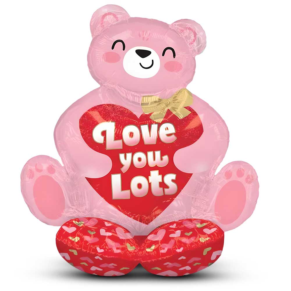 Foil Balloon Blush Bear Hugs AirLoonz