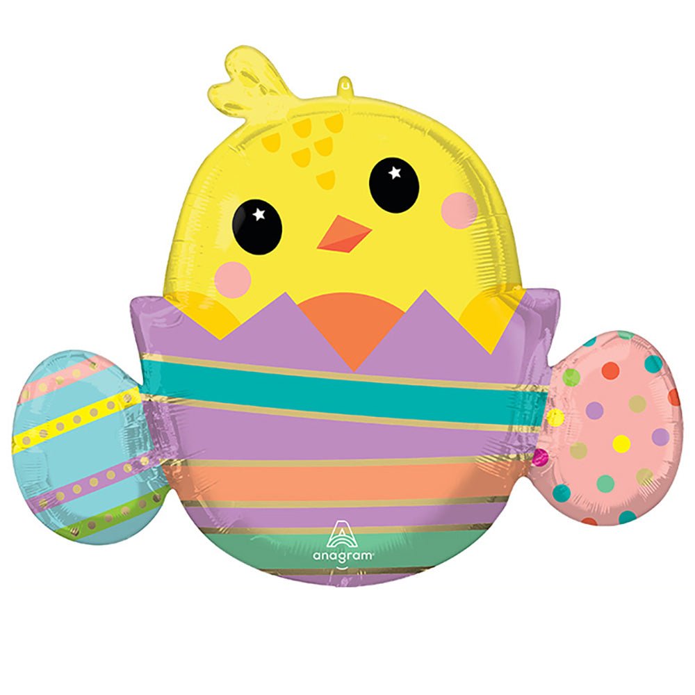 Foil Balloon 31 Inch Chicky In Striped Egg