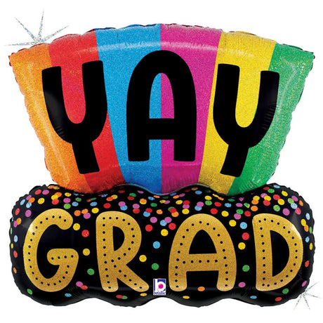 Graduation Foil Balloon 31 Inch Colorful Yay Grad
