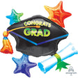 Foil Balloon Congrats Grad Cap With Stars