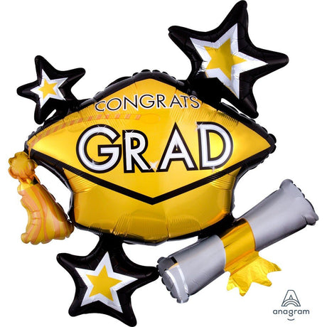 Graduation Foil Balloon Gold Cluster