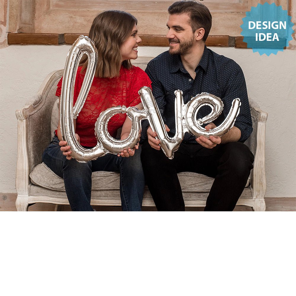Love Script Phrase Silver Foil Balloon
