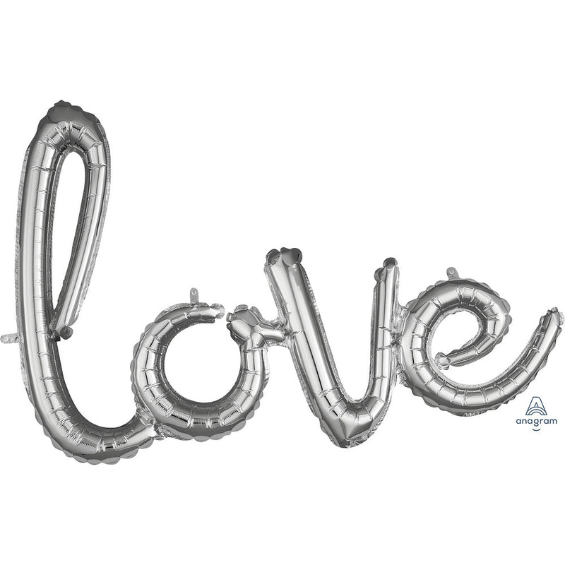 Love Script Phrase Silver Foil Balloon