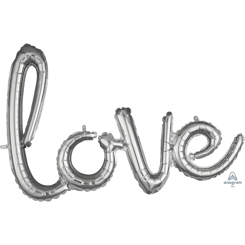 Love Script Phrase Silver Foil Balloon