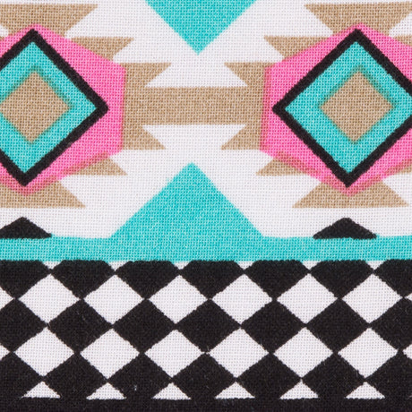 Purple/Blue Geometric Stripes Printed Rayon Woven